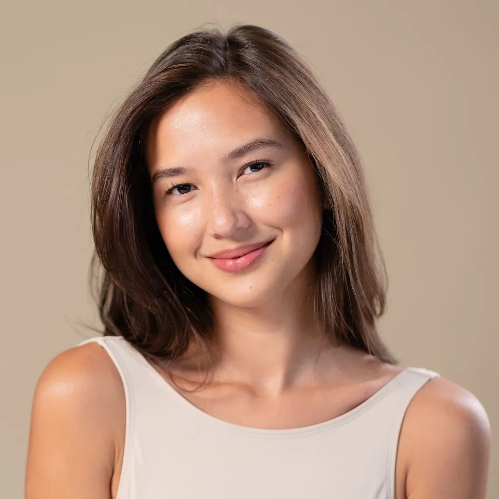 Smiling woman with clear, healthy skin